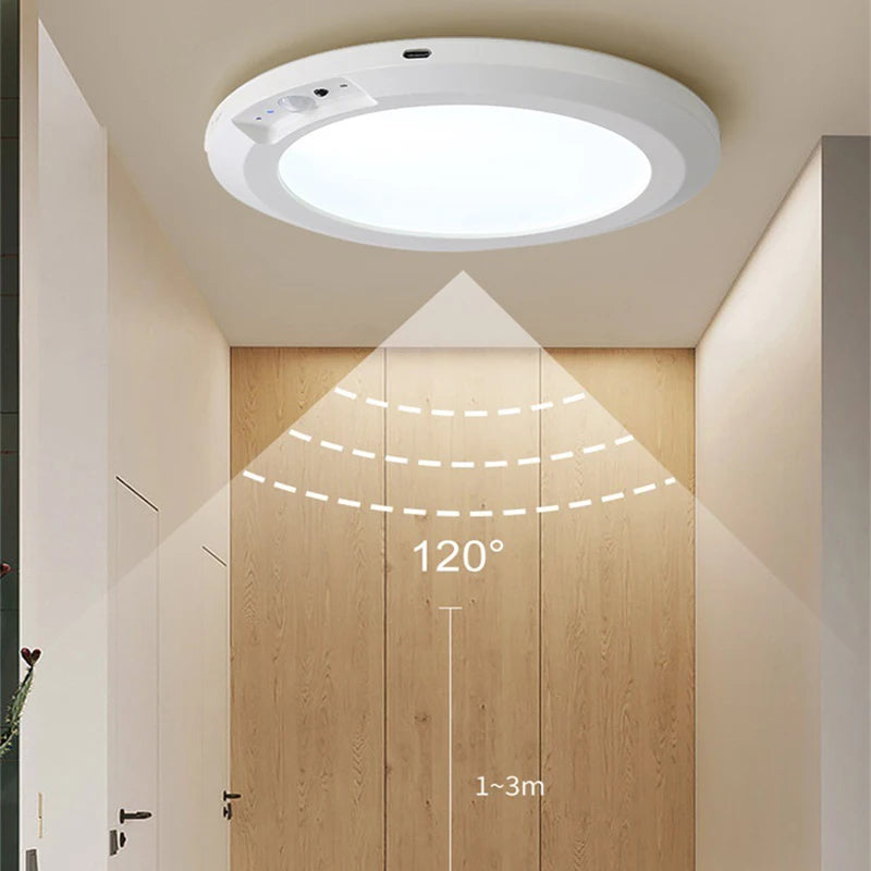 Rechargeable Motion Sensor LED Ceiling Light – Dimmable Wireless Magnetic Night Light for Bedroom, Hallway & Stairs