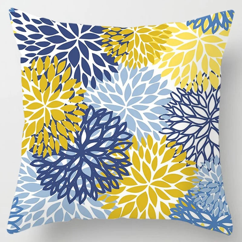 Modern Simple Yellow Flower Pillowcase Home Sofa  Lumbar  Cushion  Pillow
