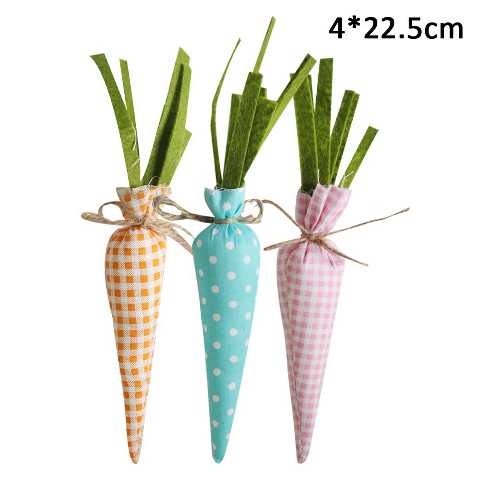 1pack Green Pink Easter Eggs Fabric Rabbits Carrots For Easter Party Hanging Decorations Kids Birthday Party Gifts Supplies