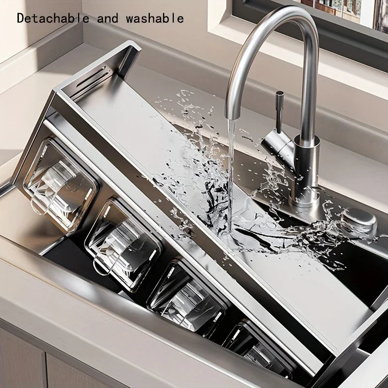 Stainless Steel Kitchen Spice Rack Wall-Mounted Multi-Functional Spice Rack Box Jar Kitchen Storage Home Organizador De Cocina