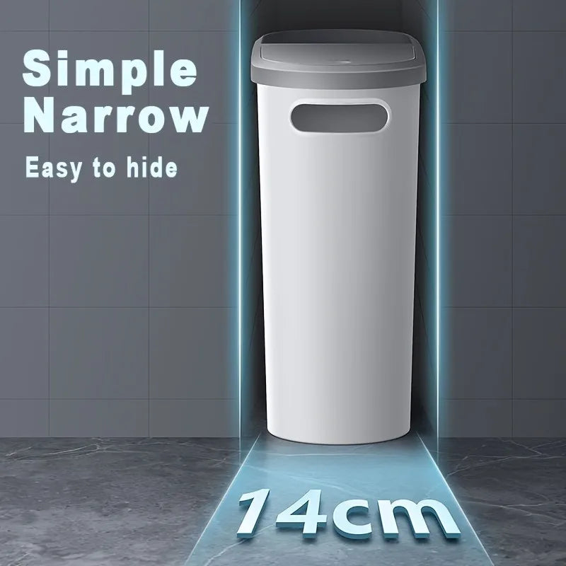 2/1 Pack Bathroom Trash Can, Small and Durable Plastic Trash Can with Built-in Handle, Easy to Clean, Rust-proof, Space-Saving D