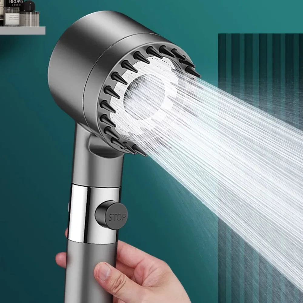 3-Mode High Pressure Shower Head with Massage Brush Filter
