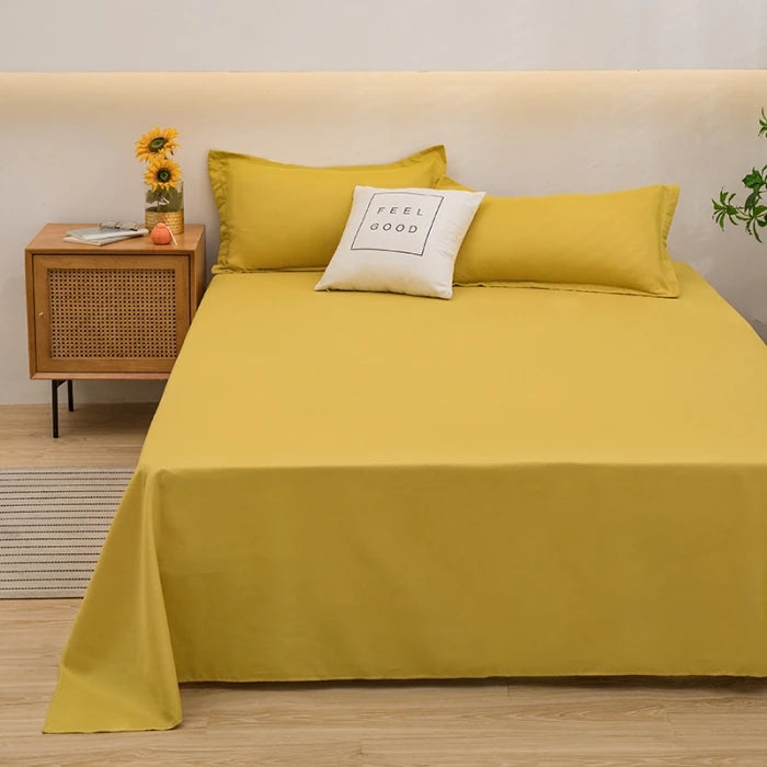 1 pc Bed Flat Sheet for Double Bed Plain Solid Color Top Sheets Single/Queen/King Flat Bedsheets Soft Home Bed Linen Sheets