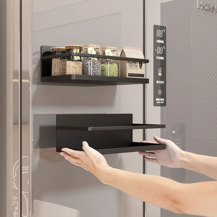 Magnetic Spice Rack Organizer Refrigerator Spice Rack Single Tier Fridge Spice Storage Shelf Kitchen Space Saver