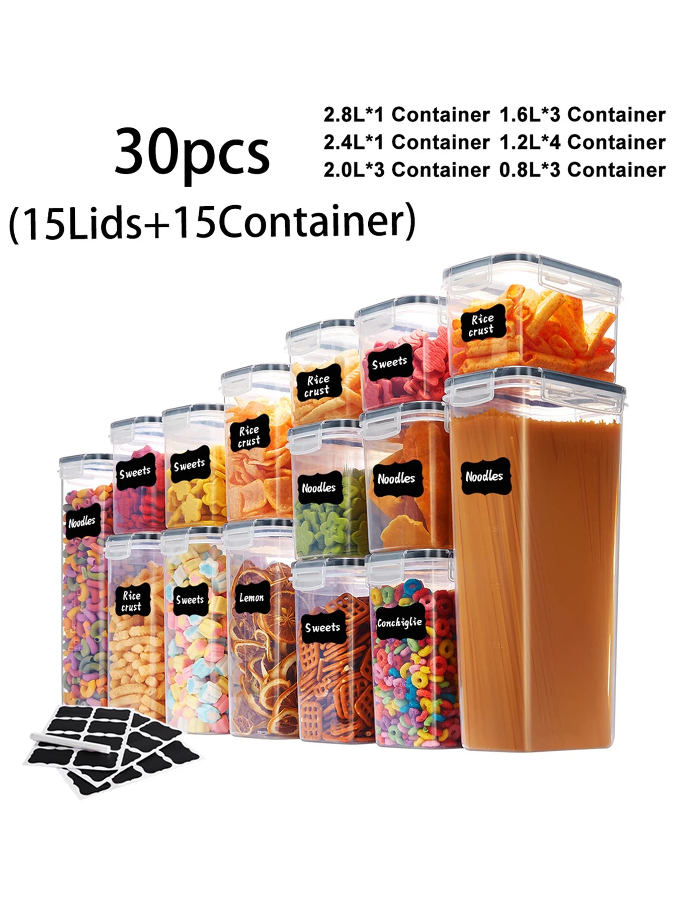 storage containers,Complete food storage containers with LIDS, clear food jars, moisture-proof sealed crisper for cereals,