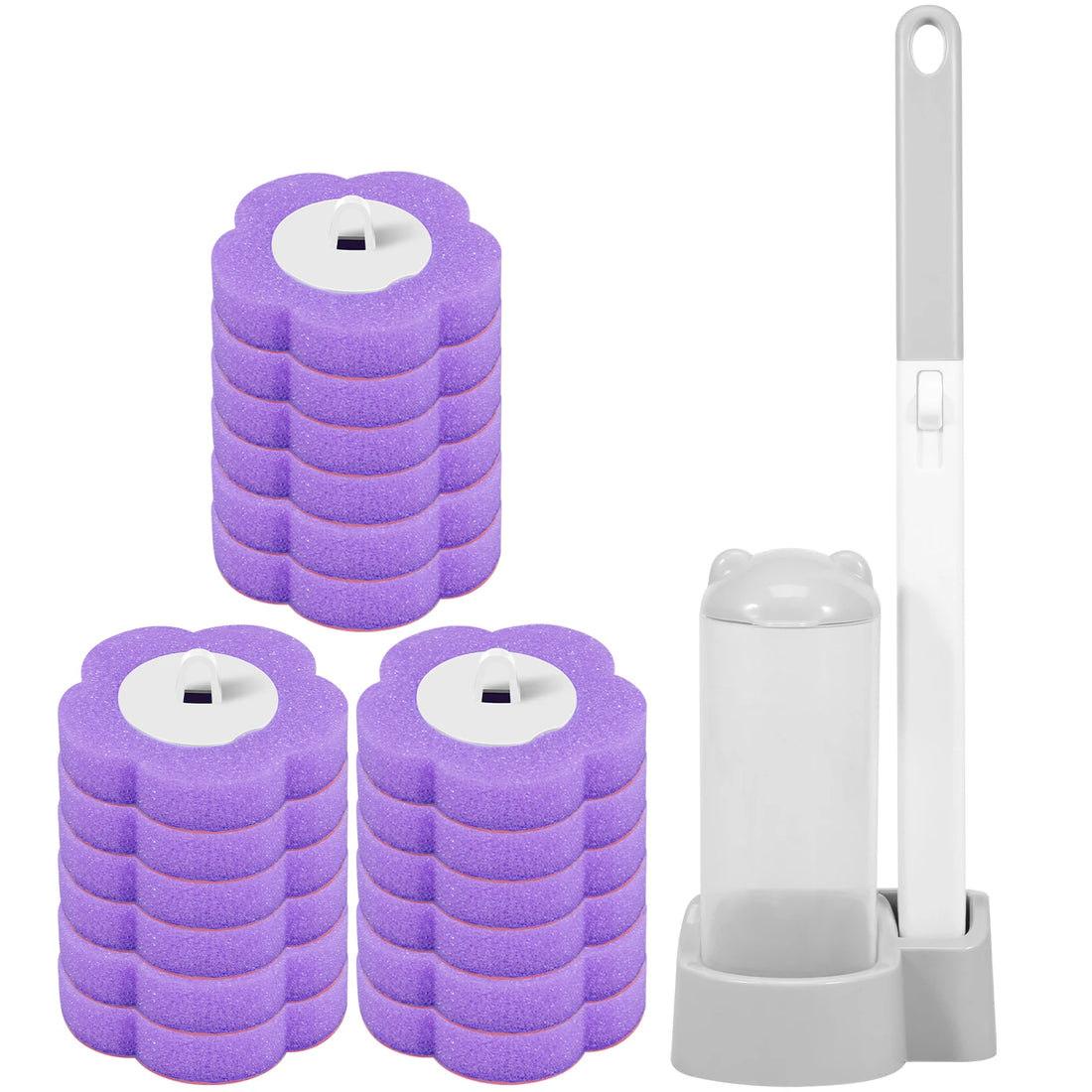 Wall-Mounted Disposable Toilet Brush with Long Handle & Replaceable Heads