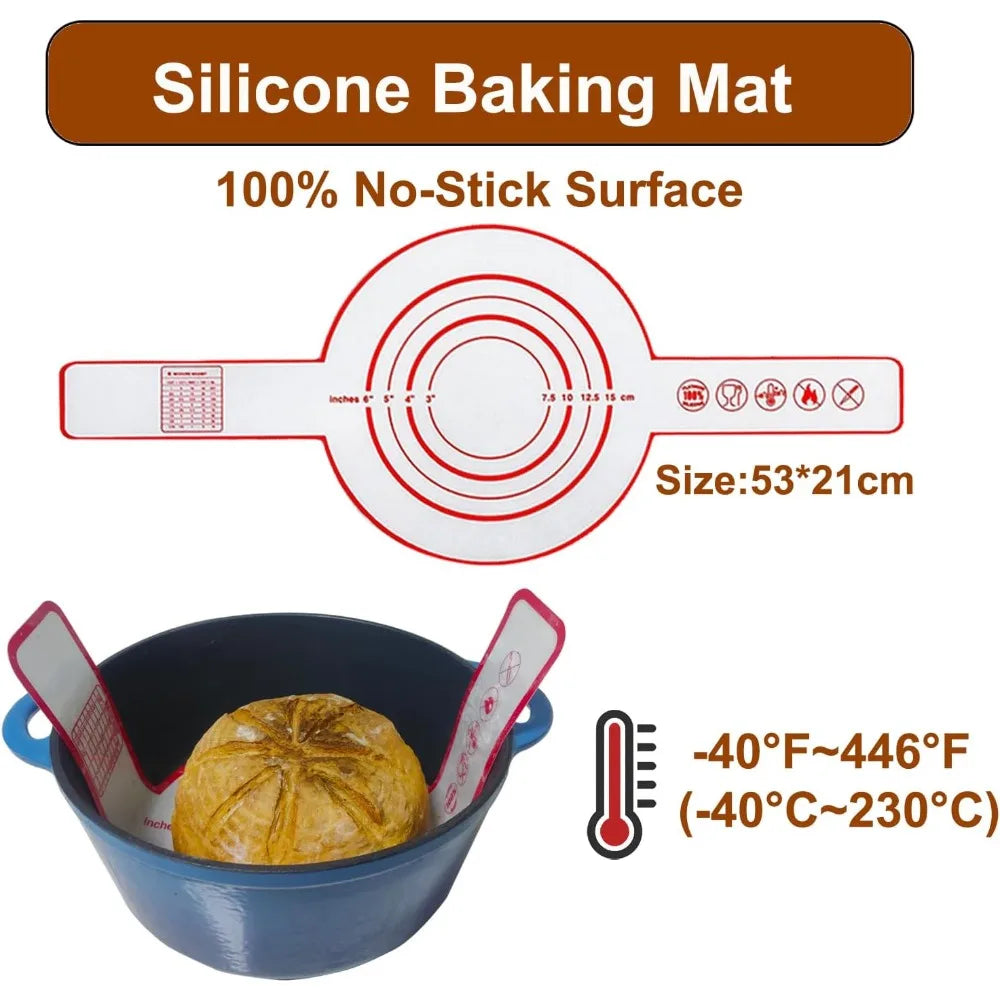 Sourdough Bread Starter Baking Kit – Proofing Baskets, Silicone Baking Mat, Starter Jar & Professional Bread Making Tools