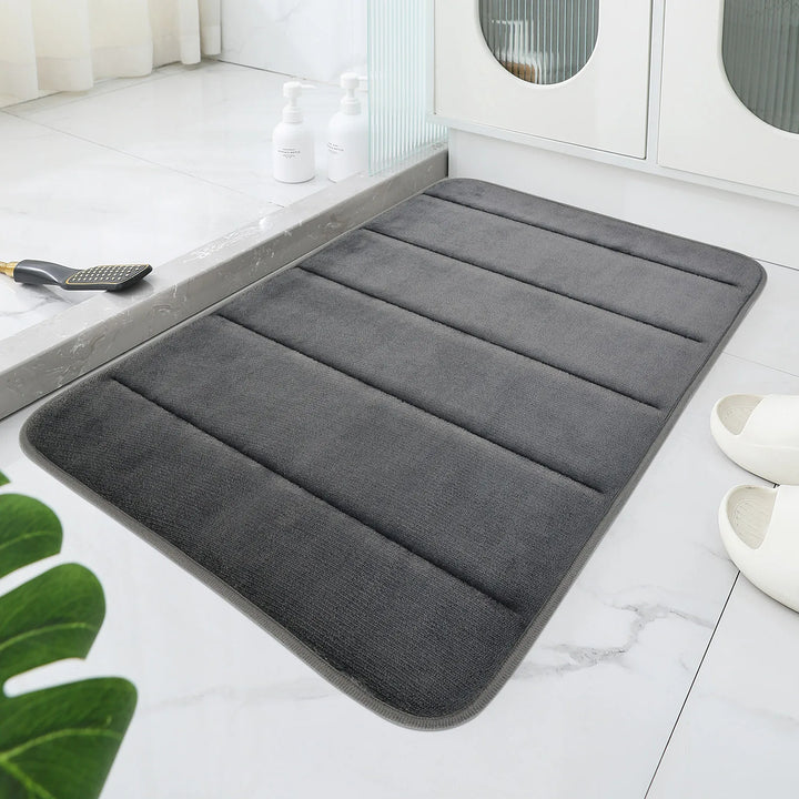 1 piece bath mat Geometric pattern coral velvet bathroom mat, non-slip sole, hand washed, embossed stripe design, soft and comfo
