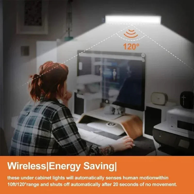 Rechargeable Motion Sensor LED Cabinet Light – Magnetic Wireless Strip for Kitchen, Wardrobe & Closet