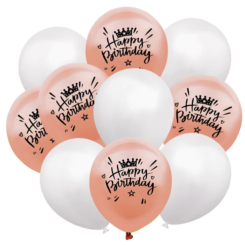 10Pcs/set Happy Birthday Latex Balloons 12inch Helium Confetti Air Globos Kids Adult Birthday Party Decoration Supplies