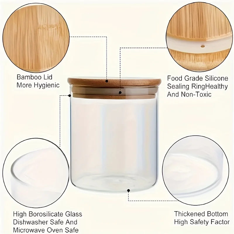 12Pcs Glass Spice Jars with Bamboo Lid,8oz Airtight Spice Containers with Black Labels,Empty Seasoning Jars for Spice Salt Sugar