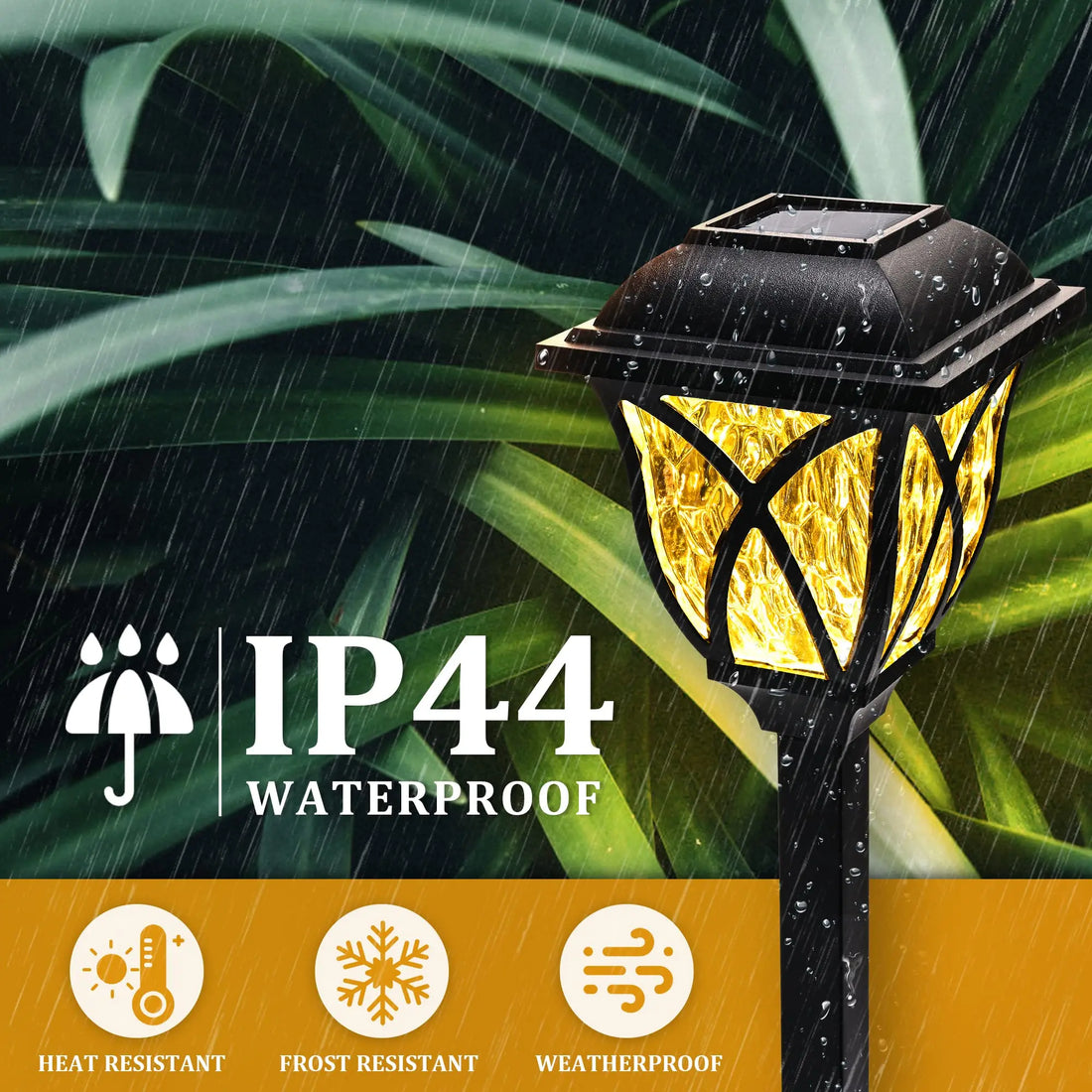 Lot de 2 lampes solaires LED pour pelouse, éclairage d'extérieur, étanche, lumière chaude, idéal pour un jardin, une cour, une allée, une villa ou un paysage