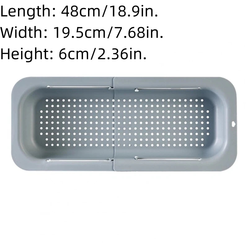 Expandable Adjustable Sink Drain Basket – Vegetable & Fruit Washing Basin with Drain Rack for Kitchen