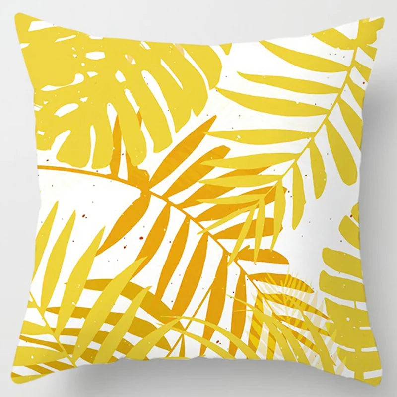 Modern Simple Yellow Flower Pillowcase Home Sofa  Lumbar  Cushion  Pillow