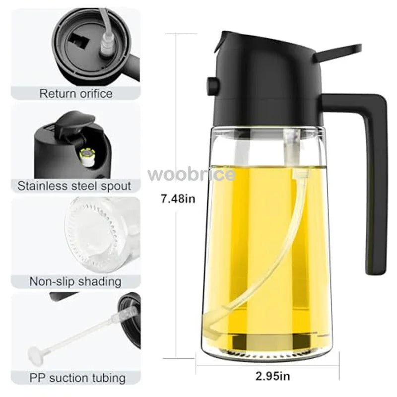 2 in 1 Kitchen Oils Spray Bottle Olive Sprayer Oil Spray Oil Sprayer Plastic for Cooking BBQ Baking Oils Dispenser Accessories