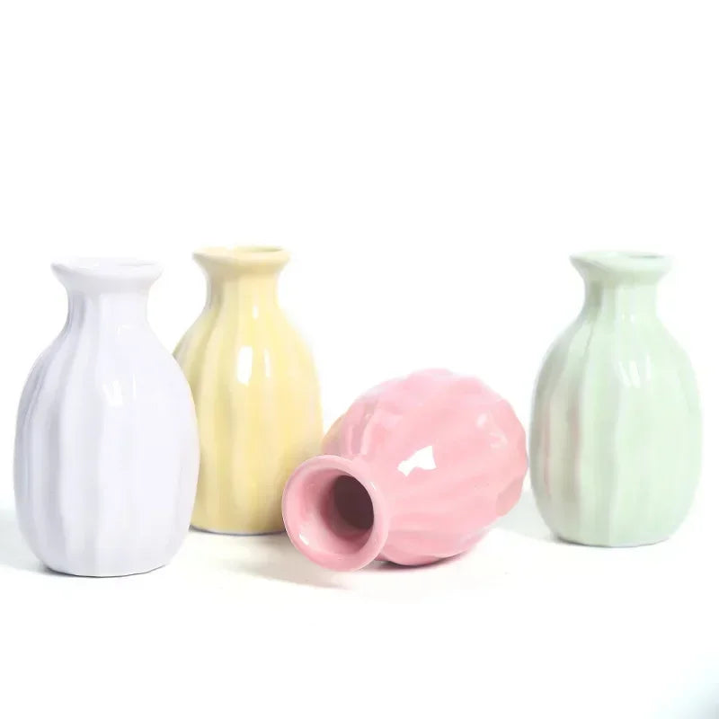 1PC Mini Modern Flower Vase Home Flower Arrangement Living Room Origami Ceramic Plastic Nordic Style Home Decor Ornament