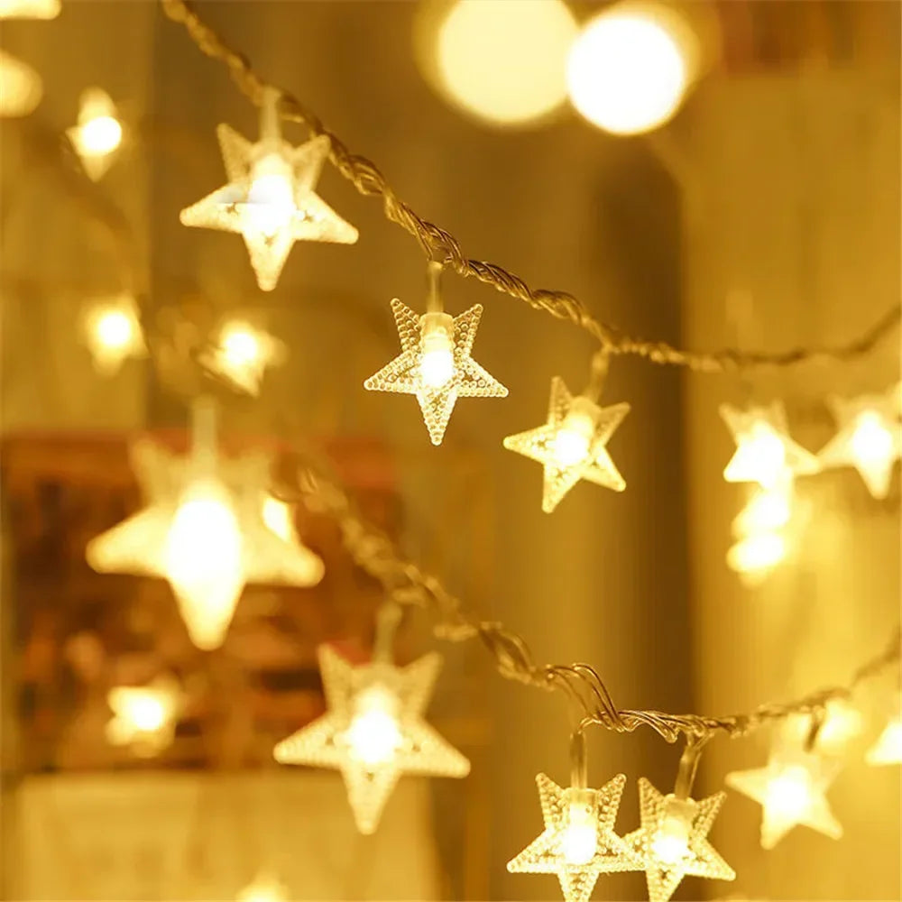 LED String Lights Outdoor Star Chain Lights Garland Lights Bulb Fairy Lights Party Home Wedding Garden  Decor