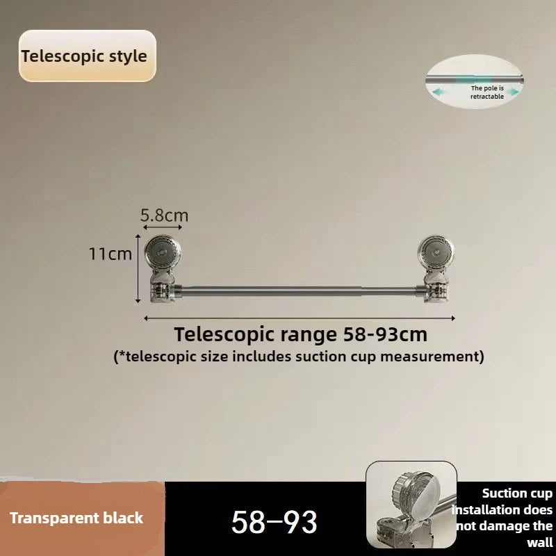 Retractable Suction Cup Wall Towel Rack no drilling Single Rod Towel Holder Kitchen Bathroom Organiser Shelf Accessories