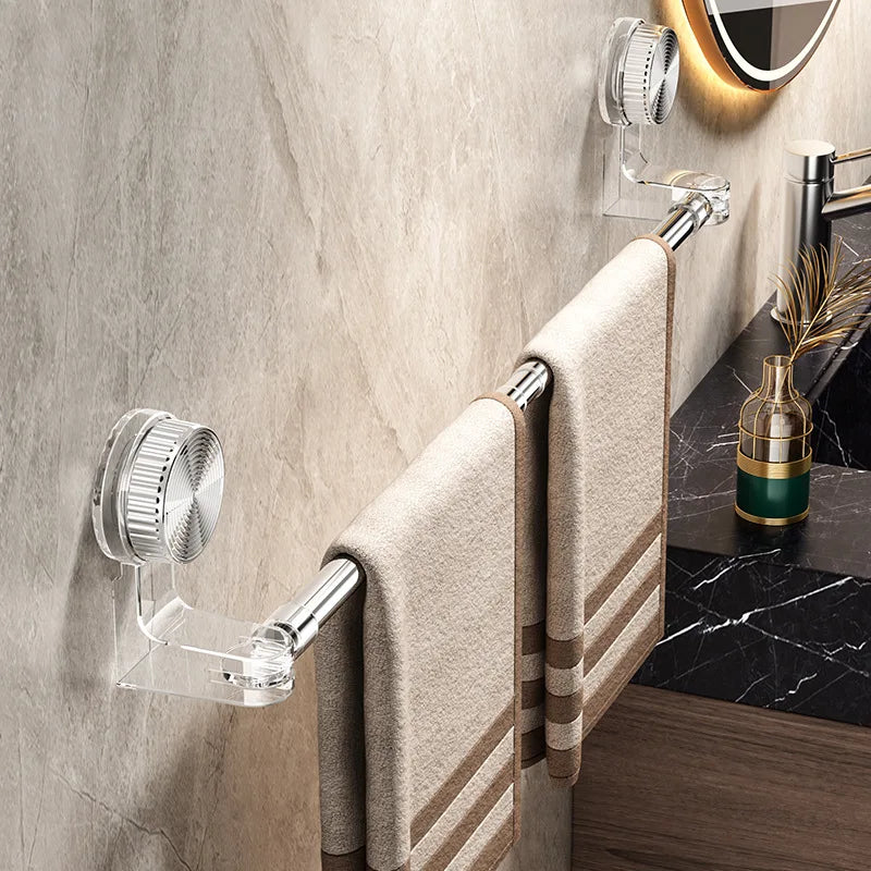 Suction Cup Retractable Towel Bar – Rotatable Corner Towel & Shoe Shelf Punch-Free Bathroom Storage Rack