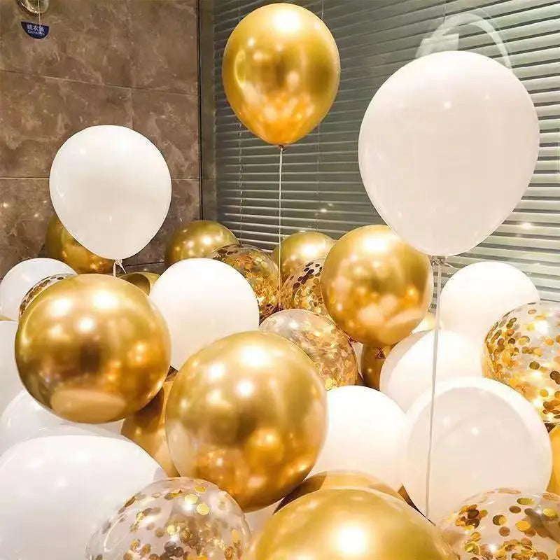 35Pcs Mixed Gold Black Confetti Latex Balloons Kids Adult Man Woman Birthday Party Decoration New Year Graduation Party Decor