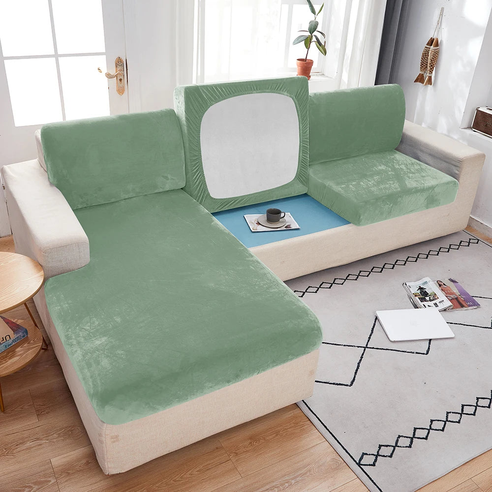 1pc Plush Sofa Slipcover Anti-slip Elastic Sofa Cover for Bedroom Office Living Room Home Decor Couch Cover Furniture Protector