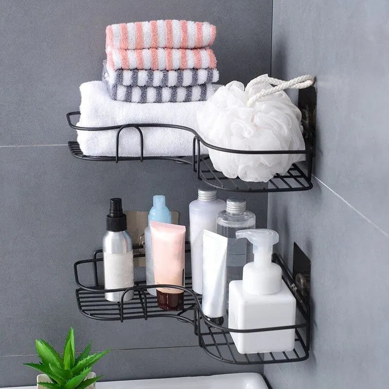 1pc Wall Mounted Bathroom Storage Rack Punch-free Bathroom Shelf  Triangle Storage Rack   Bathroom Accessories
