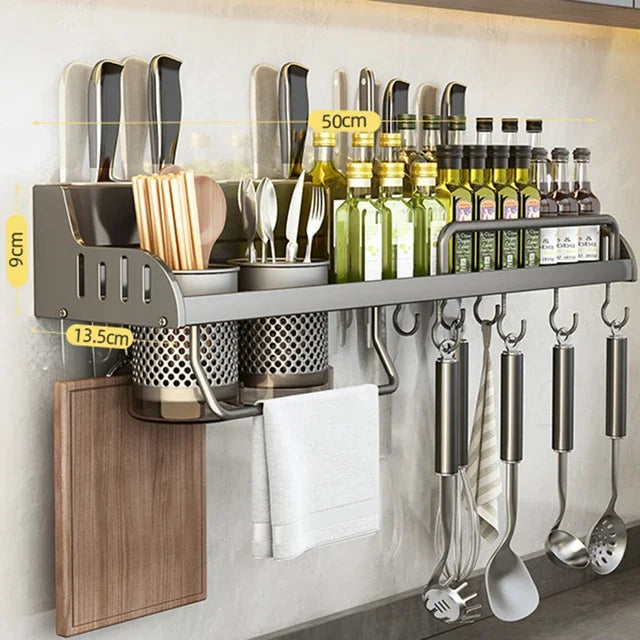 Kitchen Storage Rack Multifunctional Cutting Board Holder Wall Spice Rack Utensils Rack for Kitchen Seasoning Holder Organize
