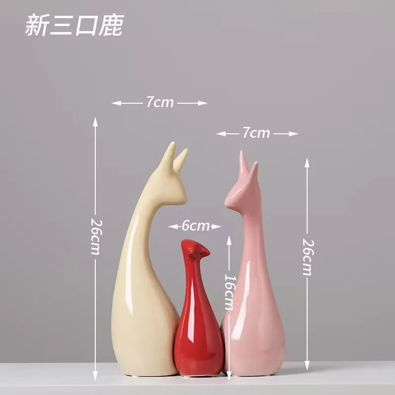 Modern Feng Shui Ceramic Figurines Livingroom Ornaments Home Furnishing Decoration Crafts Office Room Accessories Wedding Gifts