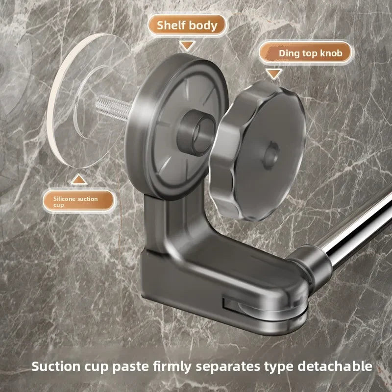 Retractable Suction Cup Wall Towel Rack no drilling Single Rod Towel Holder Kitchen Bathroom Organiser Shelf Accessories