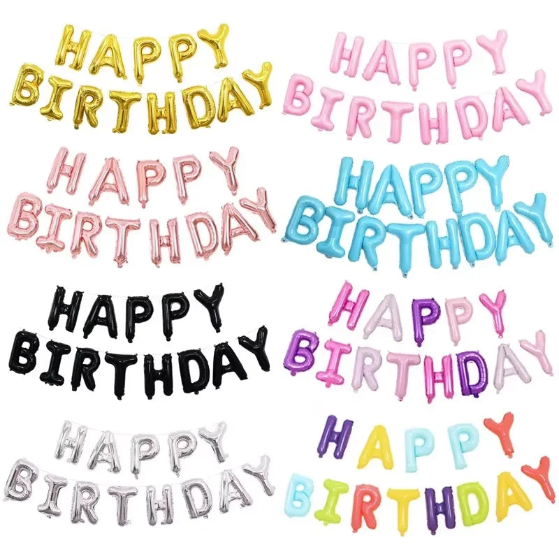 13pcs Happy Birthday Decoration Balloons Rose Gold Letter Foil Ballons Birthday Party Decorations