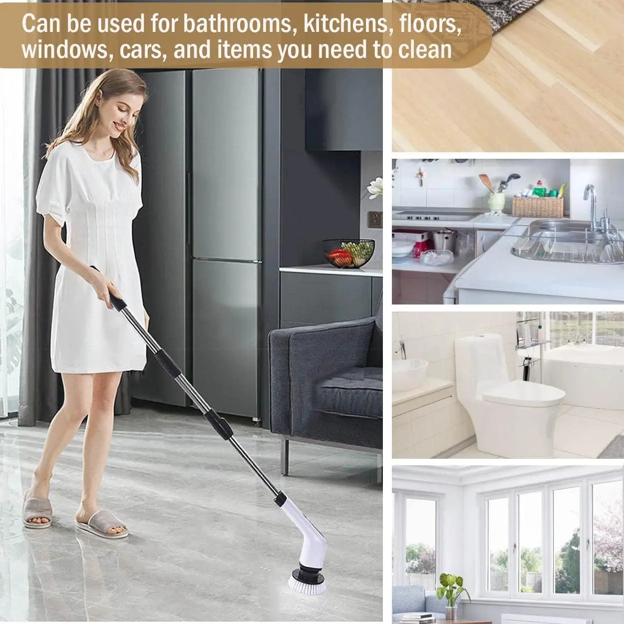Cordless Electric Spin Scrubber for Kitchen & Bathroom Cleaning