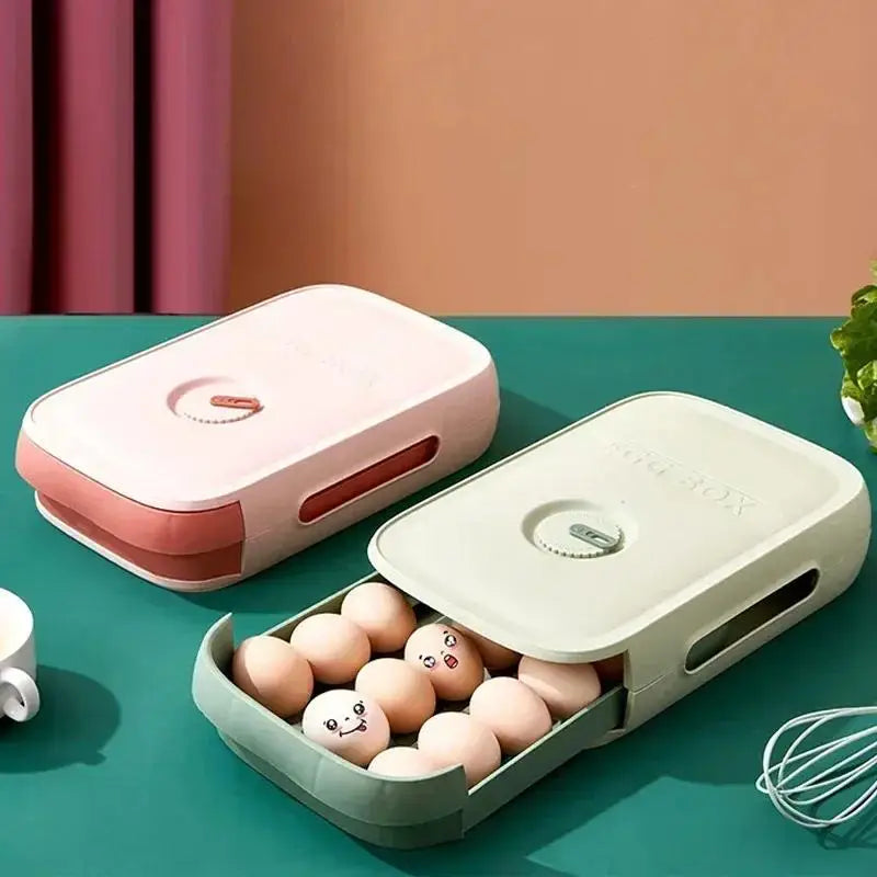 Drawer Egg Storage Box – Refrigerator Organizer with Lid for Fresh Keeping, Dumplings & Fruits