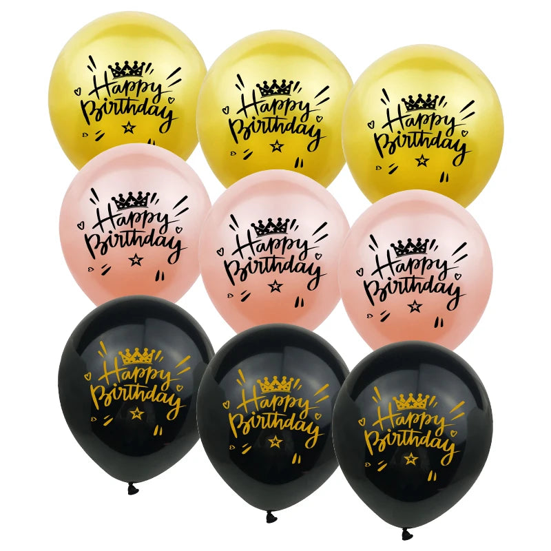 10Pcs/set Happy Birthday Latex Balloons 12inch Helium Confetti Air Globos Kids Adult Birthday Party Decoration Supplies