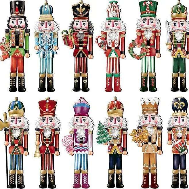 12/24pcs/set New Creative Wooden Christmas Dwarf Gnome Decoration Small Hanging Christmas Tree Decoration Wooden Plaque Set