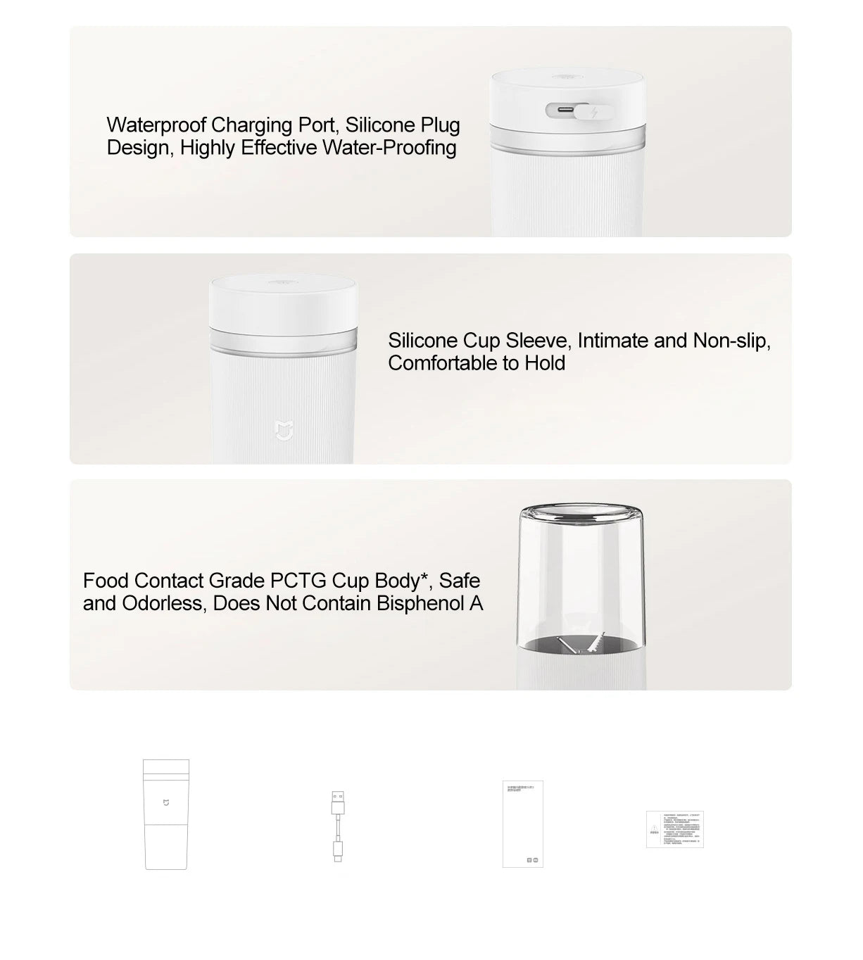 XIAOMI MIJIA Portable Blender 2,40S Quickly Squeeze Juice,19500 rpm,300ML Capacity Mixer Juicer Machine,PCTG Cup Body Blenders