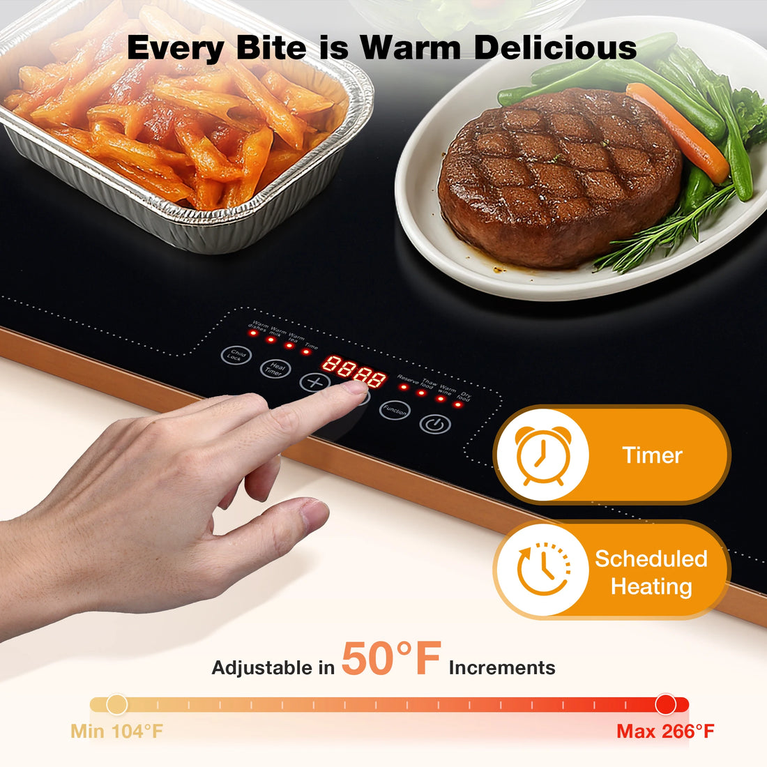 Electric Warming Tray Food Warmer Thermostat Full Surface Heating Food Warming Mat with 2 Temperature Modes For Parties Buffet
