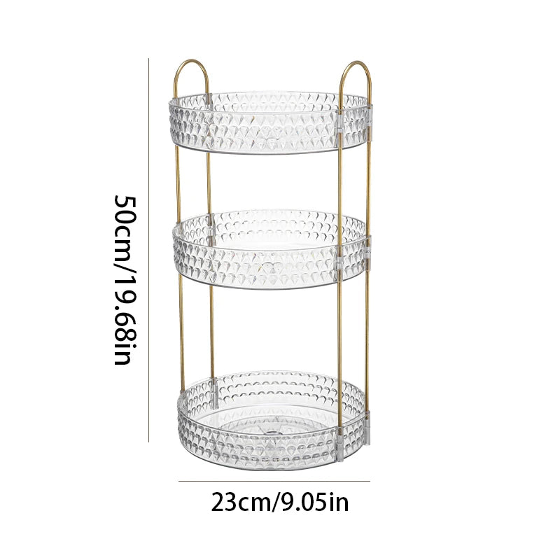3-Tier 360° Rotating Cosmetic Organizer for Vanity Storage