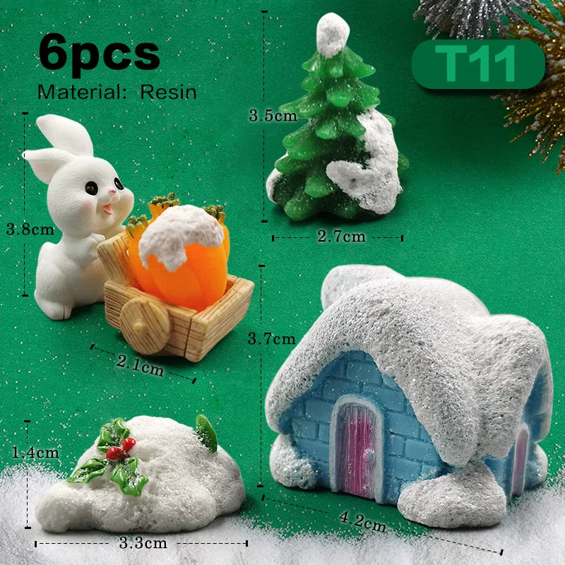Halloween Christmas Easter White Rabbit Figurine DIY Home Decor Miniature Fairy Garden Dollhouse Decoration Accessories Modern