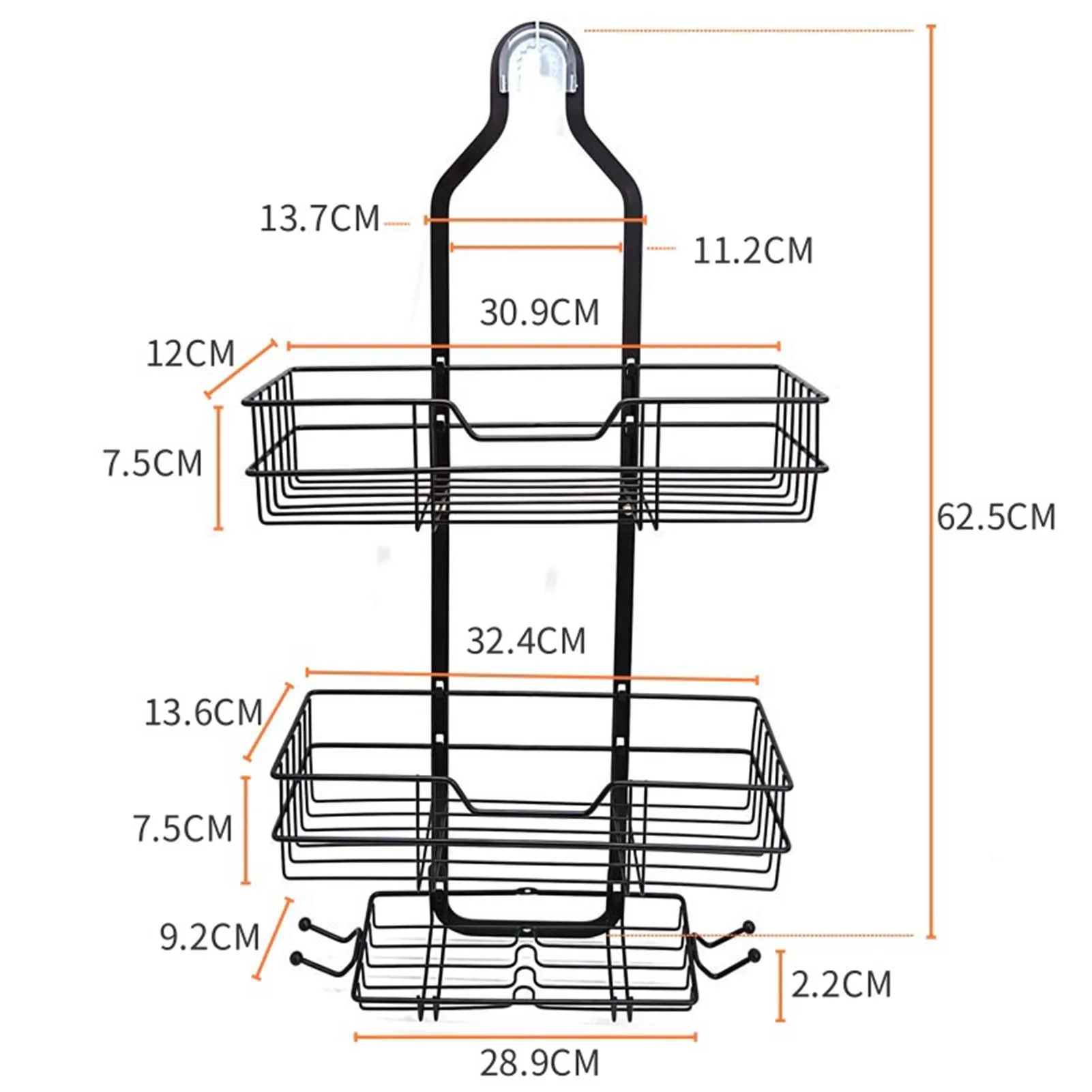 3-Tier Household Shower Shelves No Drilling Rustproof Shower Rack for Towels And Other Bath Accessories