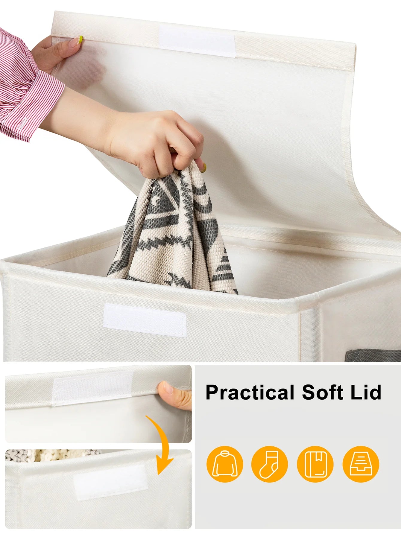 65L Wheeled Laundry Basket with Cover, Tall Oxford Fabric Hamper, Portable Foldable Clothes Organizer Bin