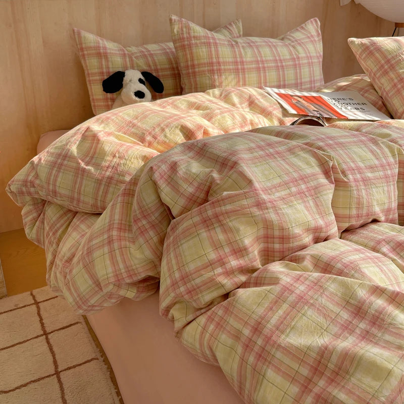 Nordic sling Cotton Pink Stripes Duvet Cover 150x200 Size Girl's Room housse de couette Skin friendly Breathable Comforter Sets