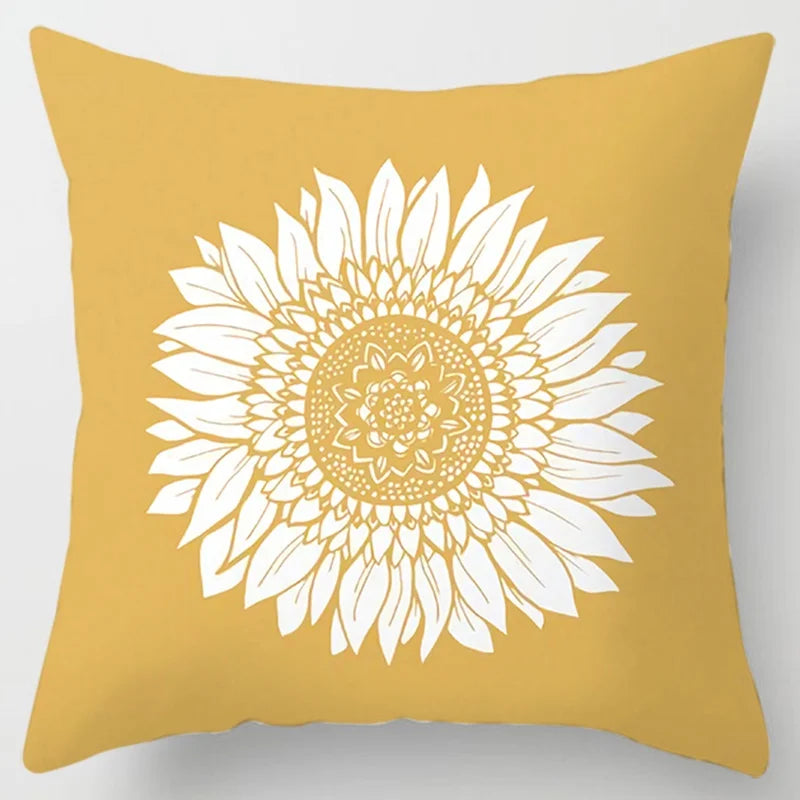 Modern Simple Yellow Flower Pillowcase Home Sofa  Lumbar  Cushion  Pillow