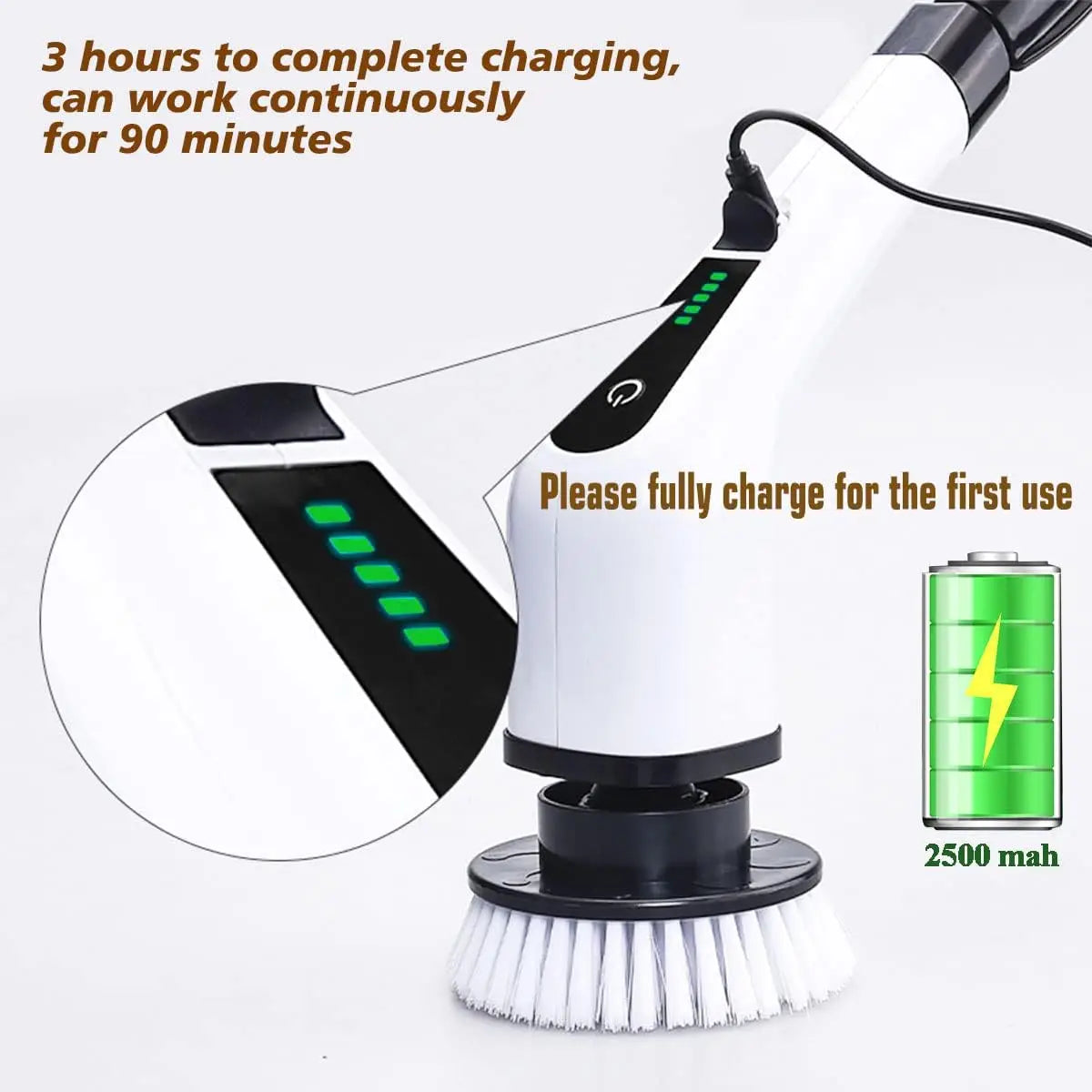 Cordless Electric Spin Scrubber for Kitchen & Bathroom Cleaning
