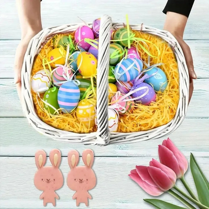 12Pcs Colorful Easter Eggs Hanging Pendant Ornament Rabbit Painting Egg Decor Happy Easter Party Decoration Home Kid Gifts 2025