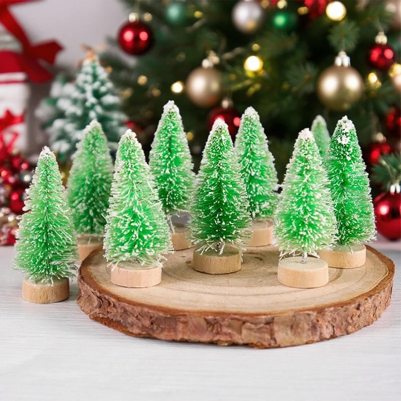 8/12pcs Mini Wooden Christmas Trees Artificial Christmas Tree for Xmas Tabletop Ornaments Christmas Decorations 2025 Navidad