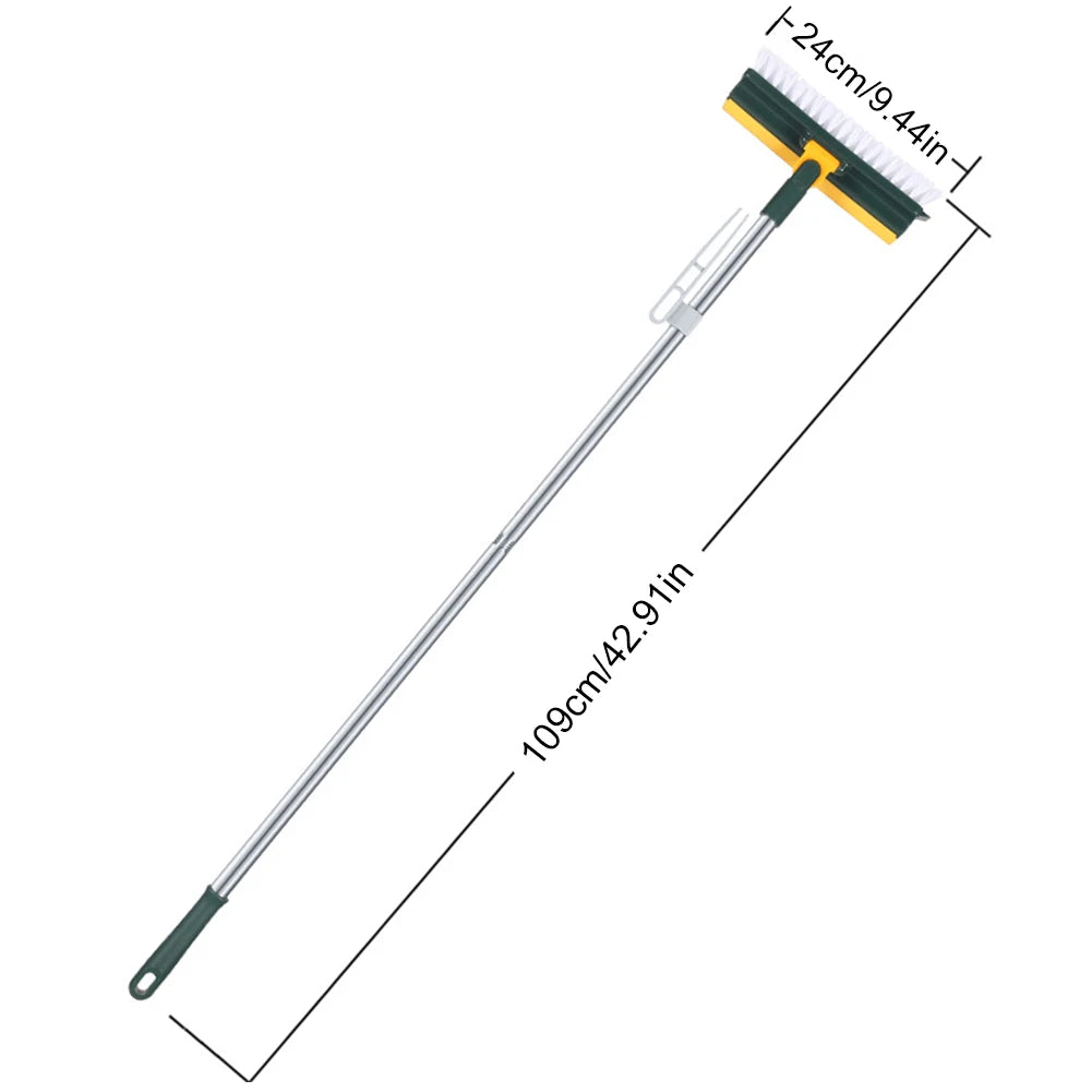 3 in 1 Floor Scrub Brush with Right Angled Bristle & Scraper Long Handle Grout Brush Shower Scrubber for Bathroom Tub Tile Floor