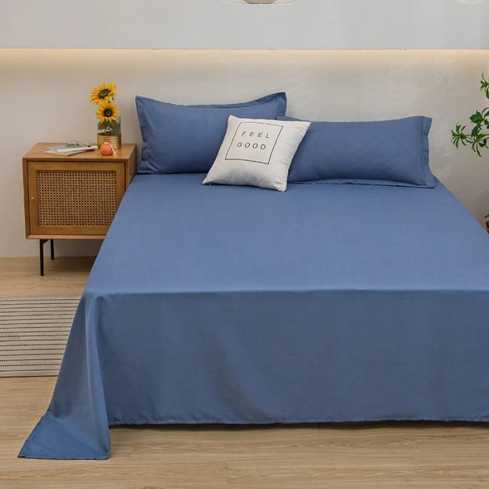 1 pc Bed Flat Sheet for Double Bed Plain Solid Color Top Sheets Single/Queen/King Flat Bedsheets Soft Home Bed Linen Sheets