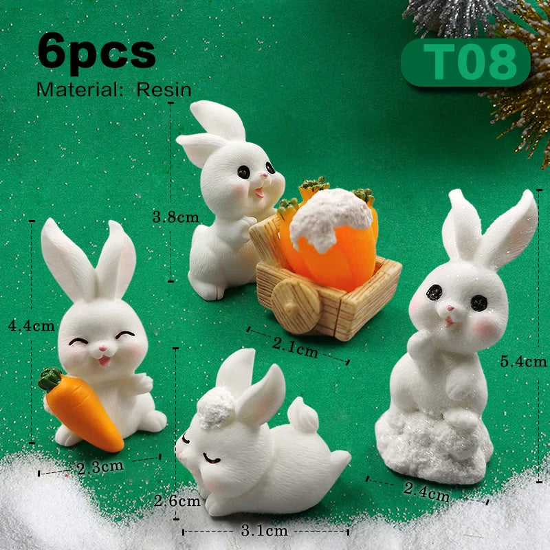 Halloween Christmas Easter White Rabbit Figurine DIY Home Decor Miniature Fairy Garden Dollhouse Decoration Accessories Modern