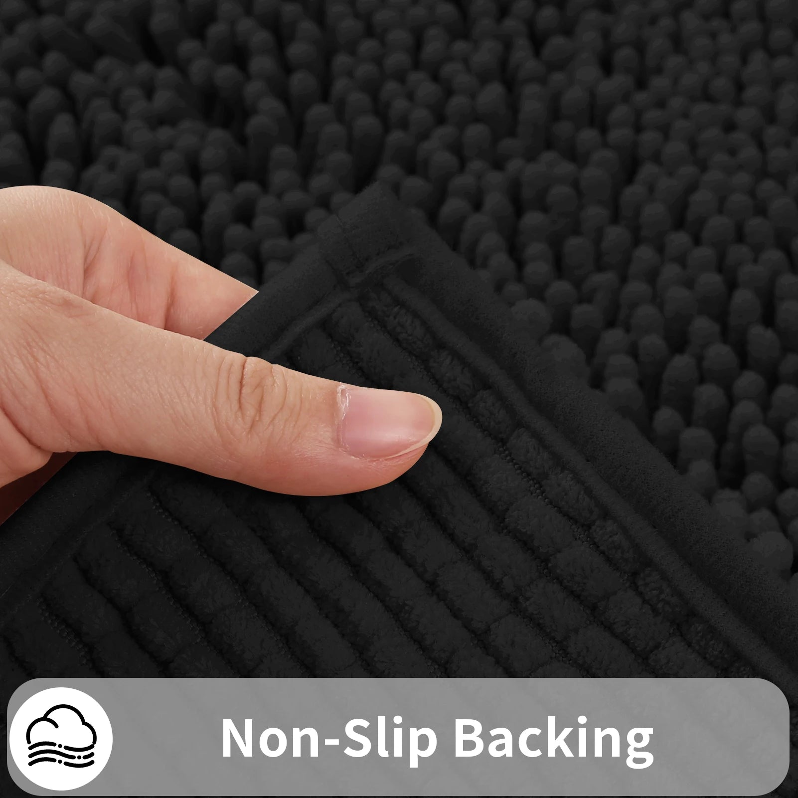 Toilet Rugs U Shaped Washable Bathroom Mat Extra-Soft Plush Rug Chenille Microfiber Super Absorbent Shaggy Machine Wash & Dry