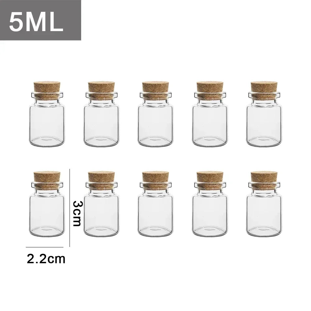 20/10PCS Cork Stopper Glass Bottles DIY Birthday Gift Transparent Empty Message Wishing Bottle Christmas Wedding Party Decor